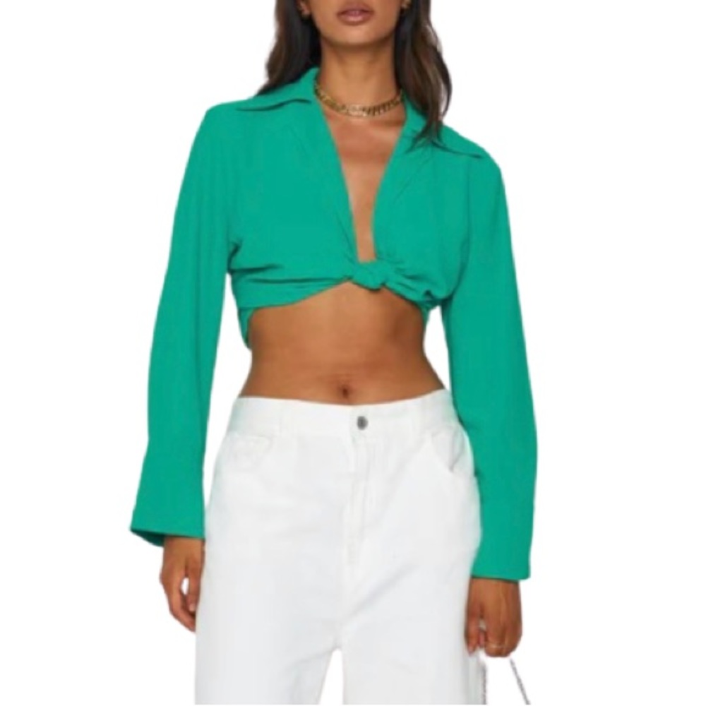 Beginning Boutique Lioness French Kiss Twist Shirt Green